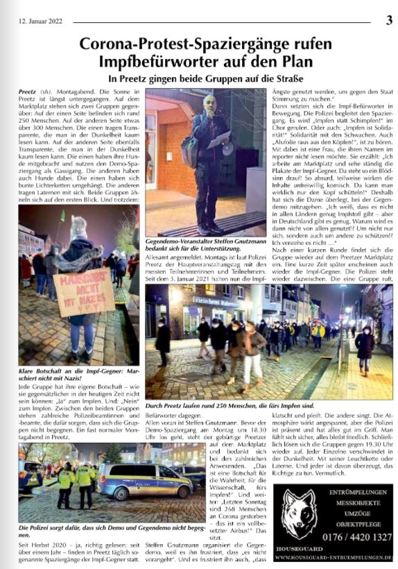 Der Reporter am 12.01.2022 zur Demonstation am 10.01.2022